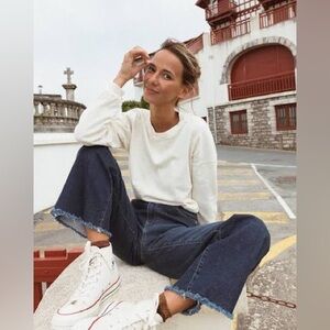 Indi & Cold Harry Straight Leg Frayed Hem Blue Jeans